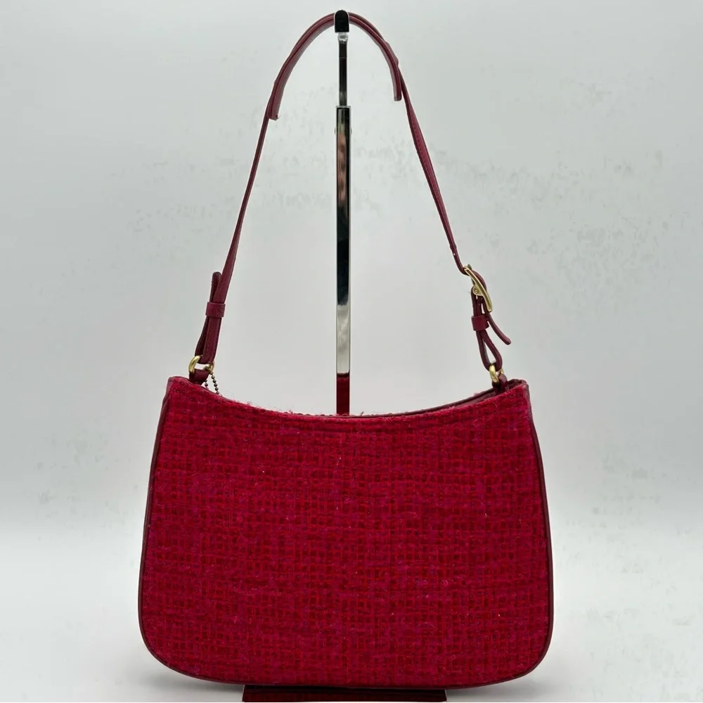 Vintage Coach Y2K Magenta Tweed Shoulder Bag - Picture 3 of 16